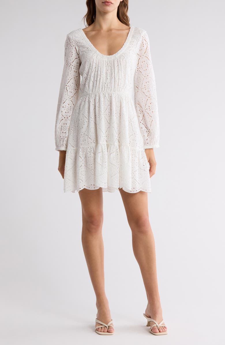 Veronica Beard Calibra Long Sleeve Dress, Main, color, White