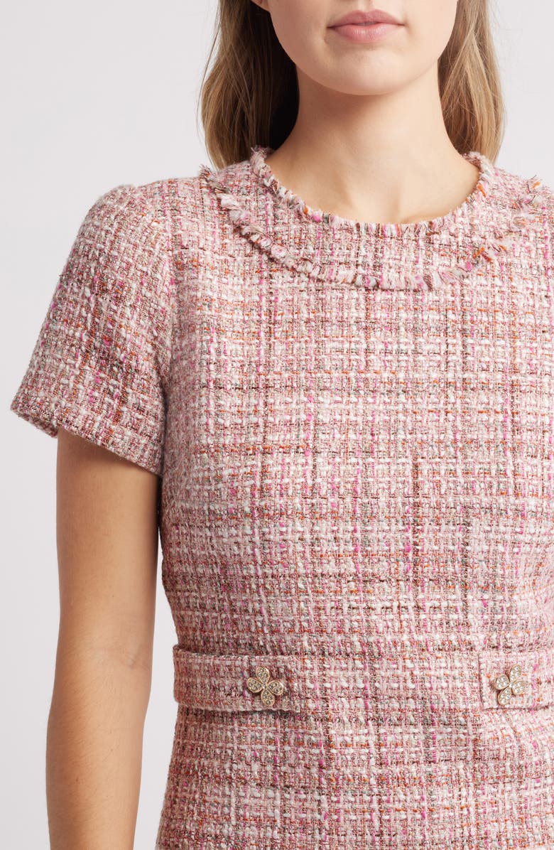 Eliza J Short Sleeve Tweed Dress, Alternate, color,