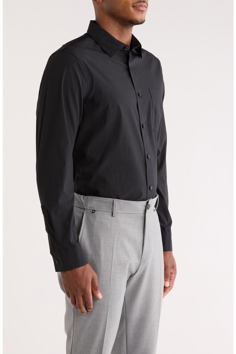 Solid Stretch Button-Up Shirt, Alternate, color, BLACK