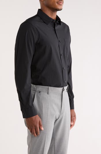 Solid Stretch Button-Up Shirt