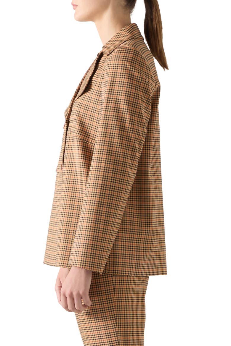 Amber Check Double Breasted Jacket, Alternate, color, BROWN