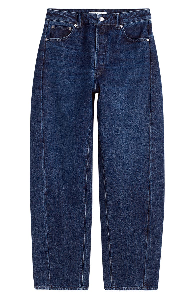 Madewell Curvy Pieced Barrel Jeans, Alternate, color, Mckinney Wash