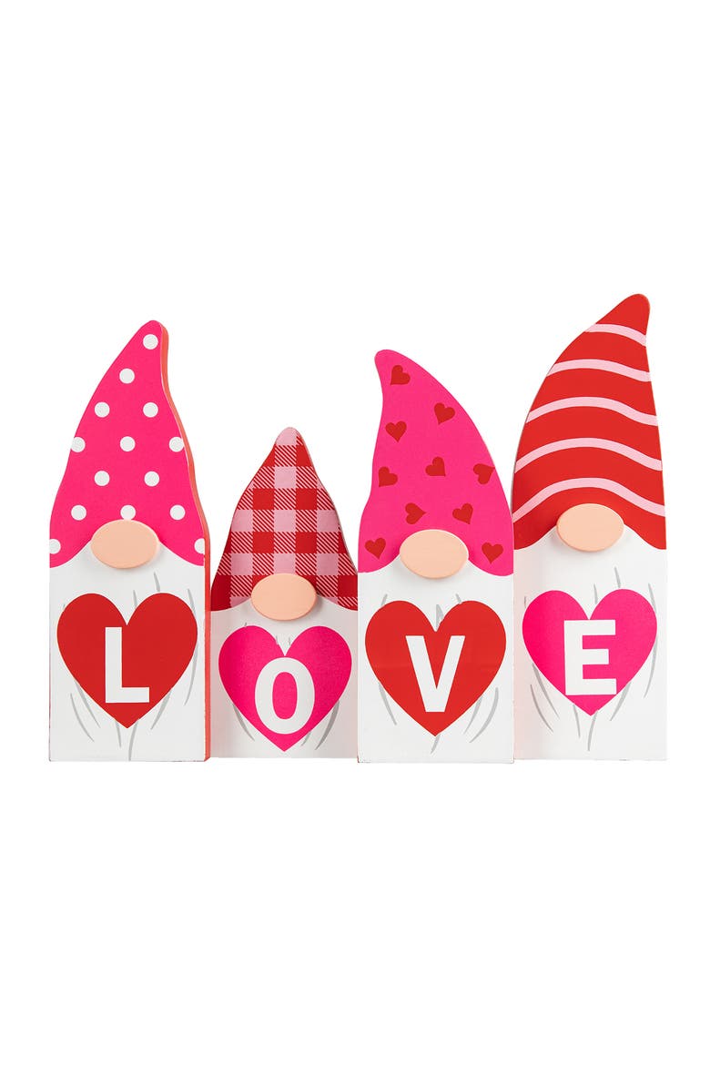 11"L Valentine's Love Wooden Gnome Table Decor, Main, color, Red