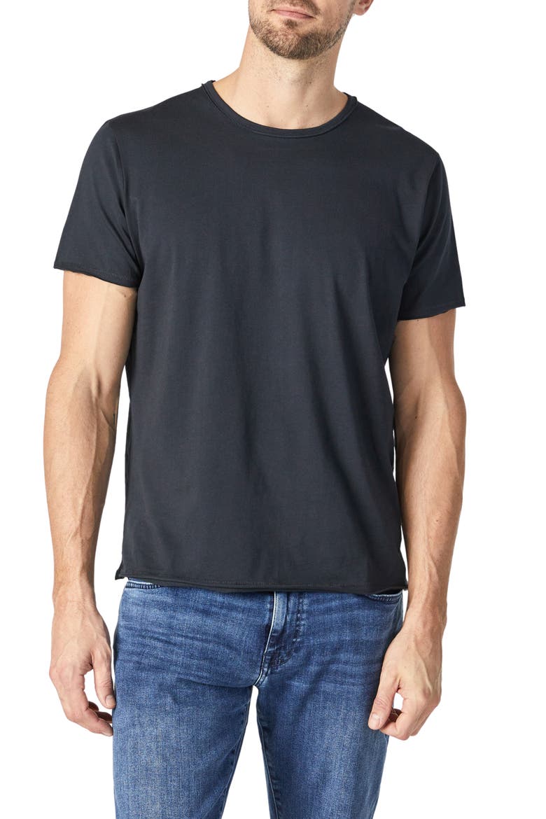 Raw Edge Cotton T-Shirt, Main, color, BLACK