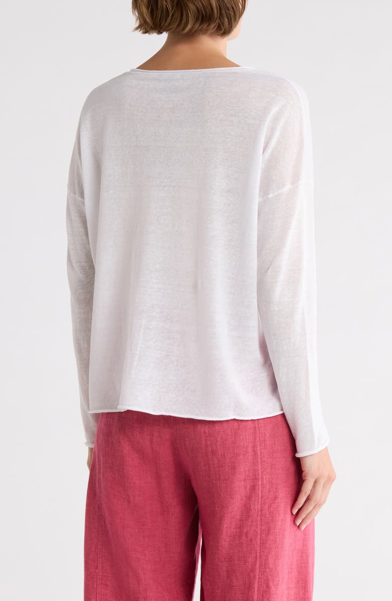 Eileen Fisher Crewneck Organic Linen & Organic Cotton Sweater, Alternate, color, White