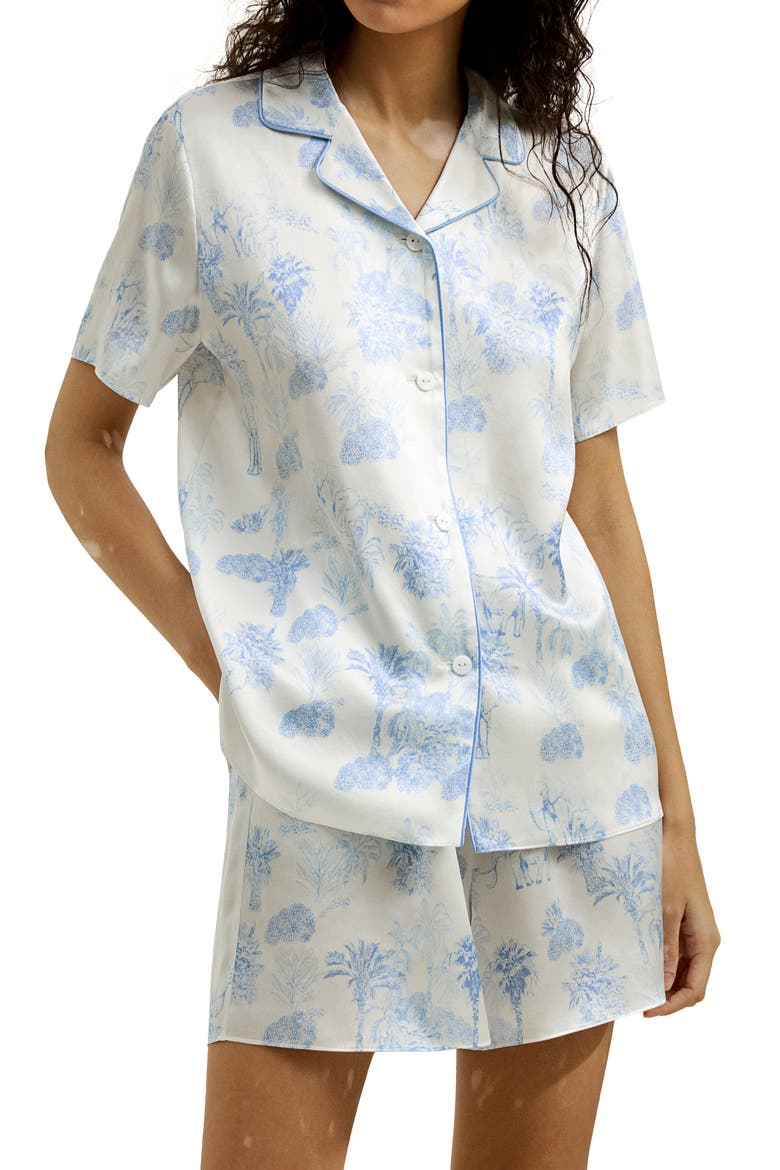 Women's La Terra Short Silk Pajama Set, Main, color, La Terra Print