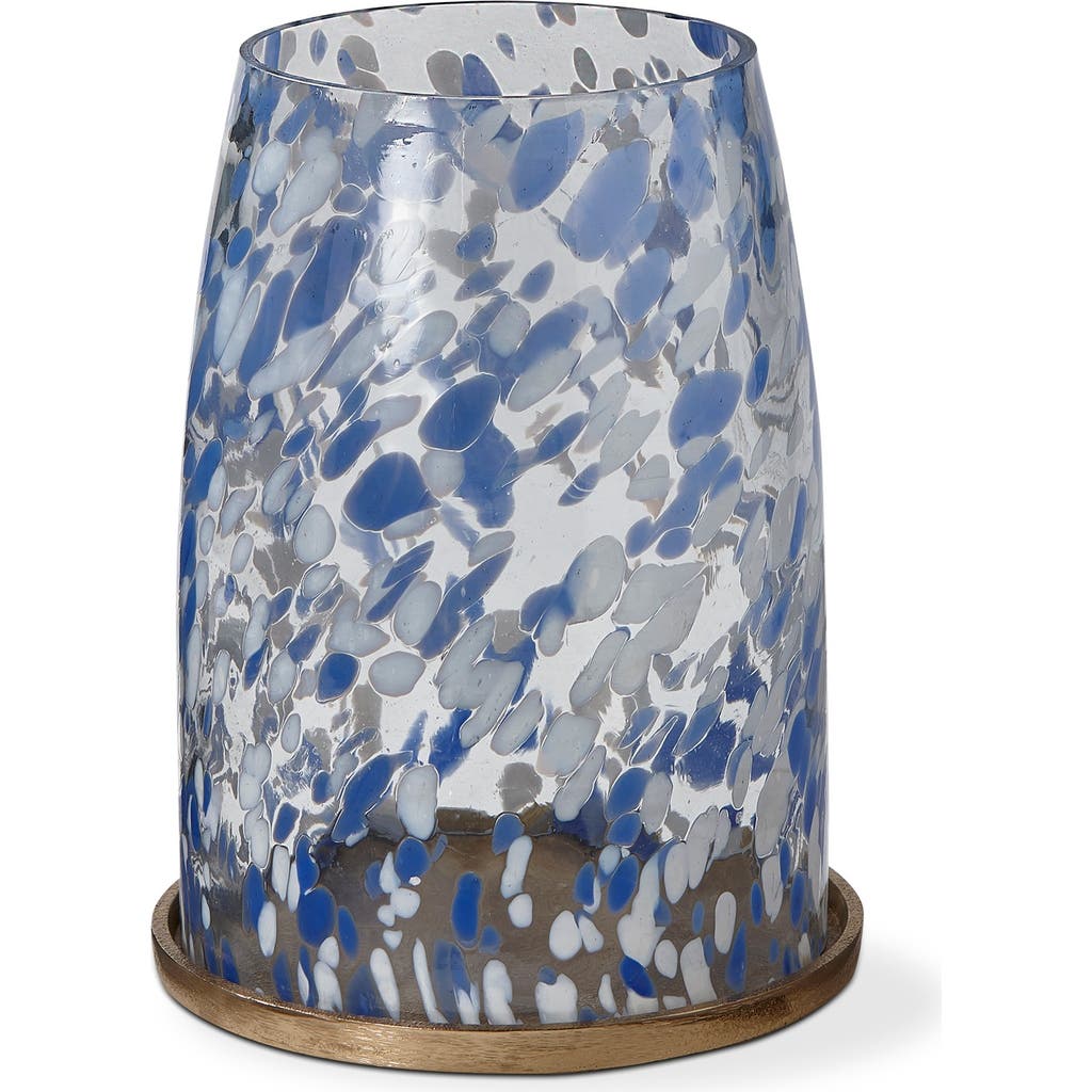 Tag Blue Confetti Glass Hurricane Candle Holder Large In Blue