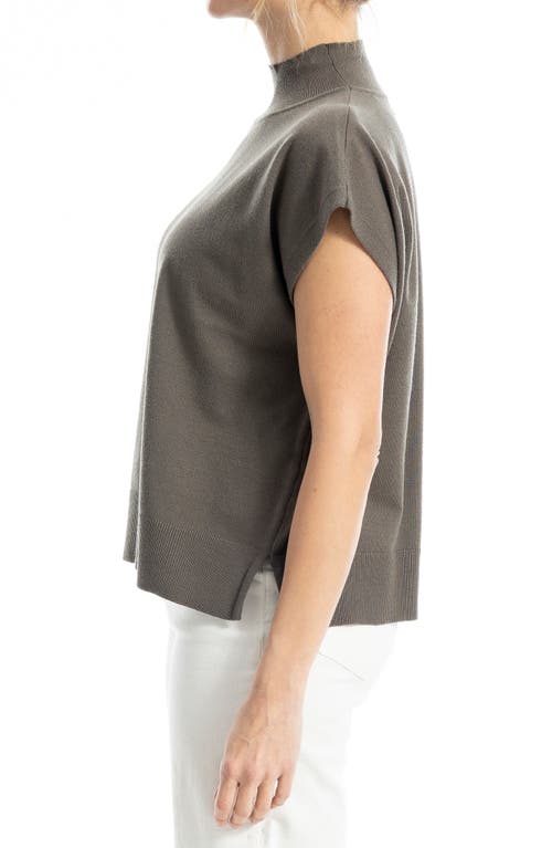 MAX STUDIO MAX STUDIO MOCK NECK FINE GAUGE SHORT SLEEVE SWEATER