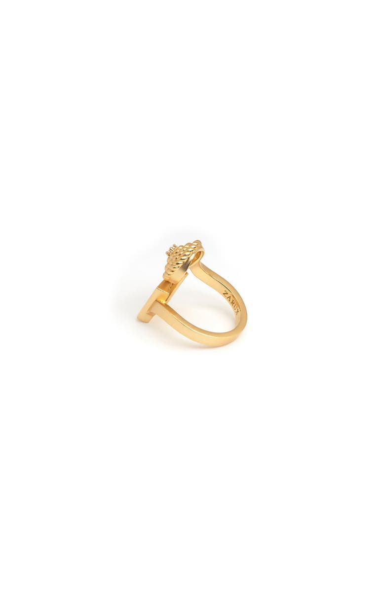 ZARUX Flower Square Ring, Alternate, color, Yellow Gold
