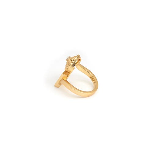 Zarux Flower Square Ring In Gold