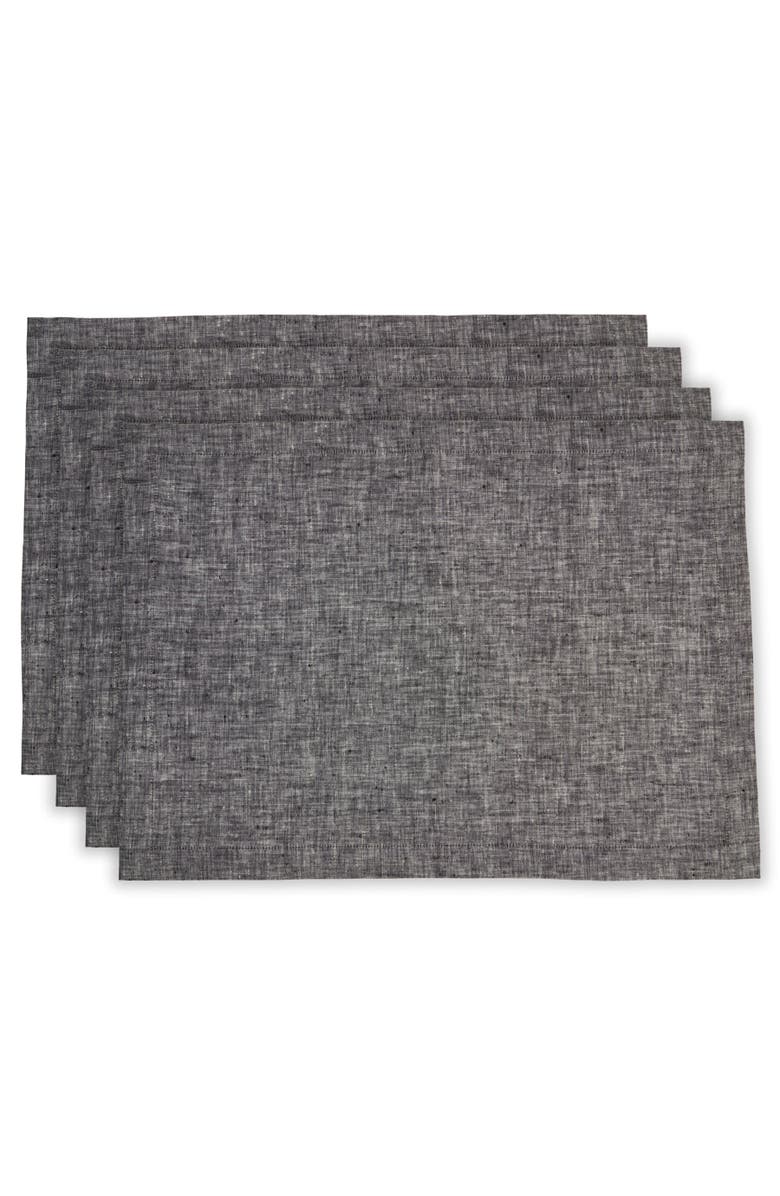 Solino Home Linen Placemats - Athena, 14" x 19", Main, color, Chambray Black