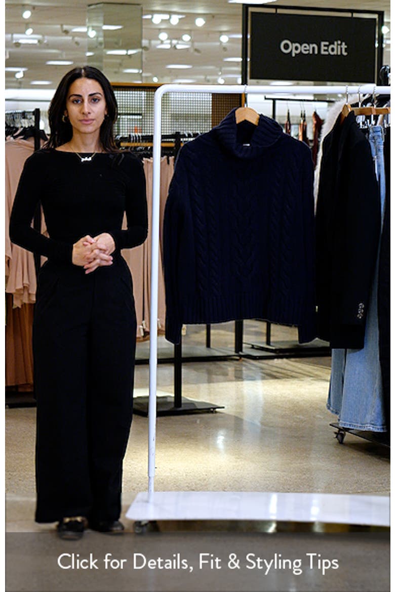 Traveling Cable Stitch Cashmere Turtleneck Sweater video