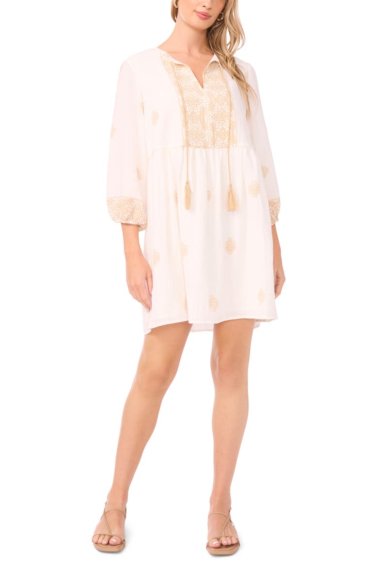 Floral Brocade Shift Minidress, Main, color, CAMEL