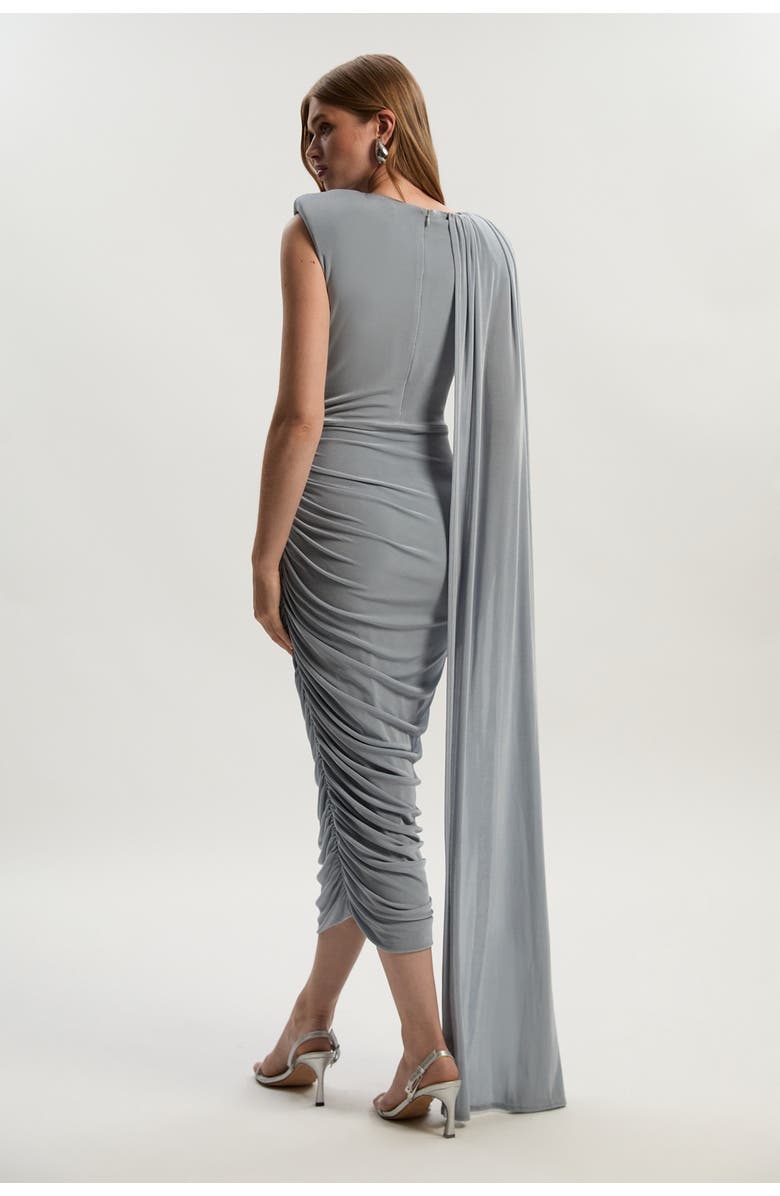 Karen Millen Slinky Crepe Scarf Maxi Dress, Alternate, color, Light Blue