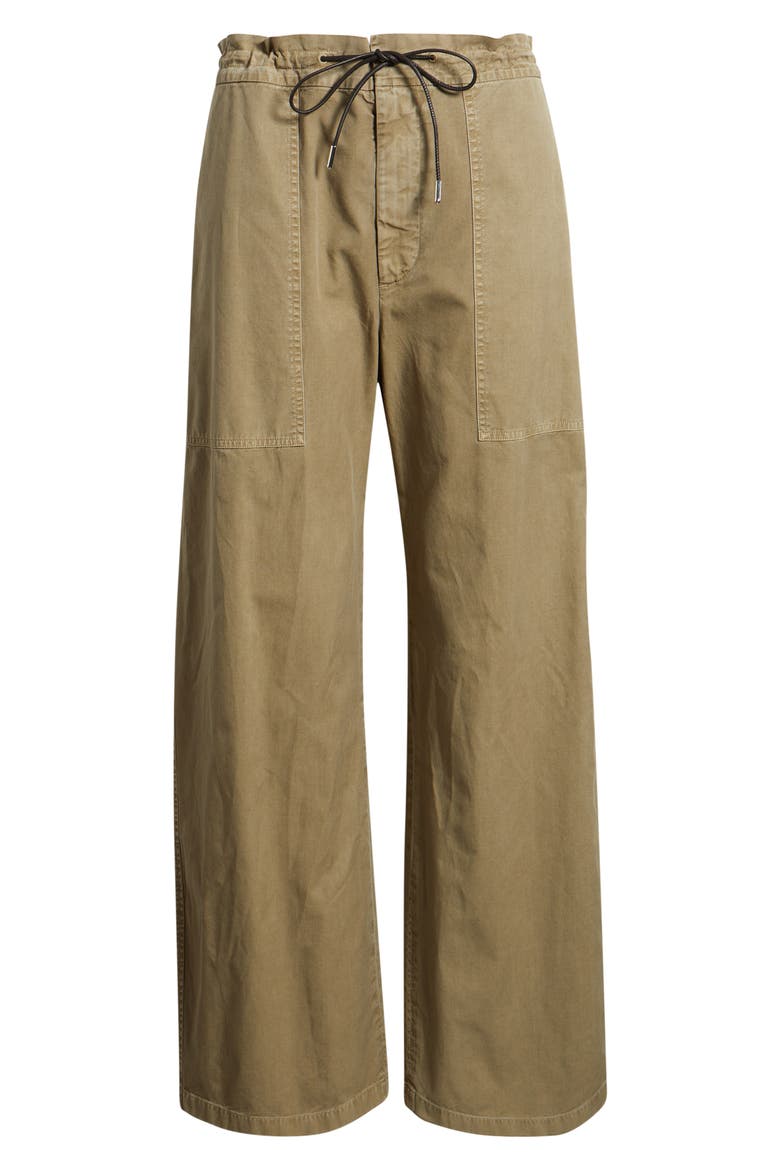 The Gallery Drawstring Waist Cotton Utility Pants, Alternate, color, ARMY