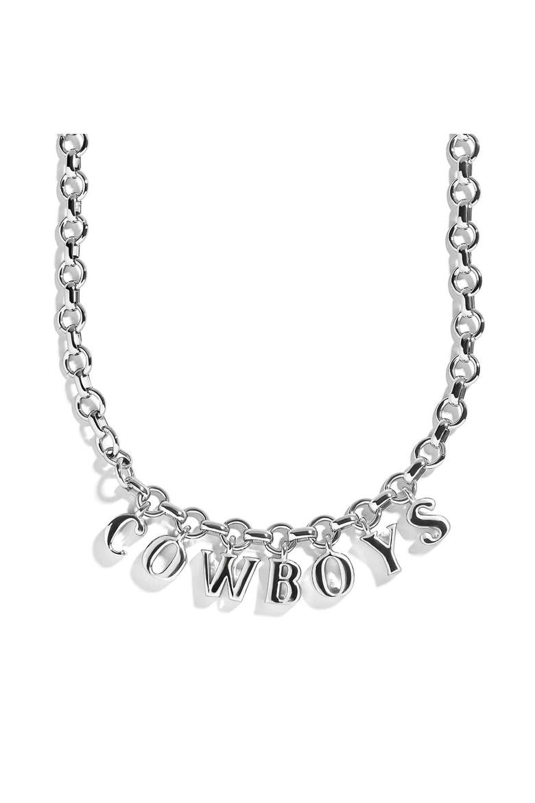Dallas Cowboys Wordmark Charm Necklace, Main, color, Silver