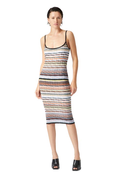 Striped Cotton And Viscose Ribbed Tank Top With Contrasting Trim