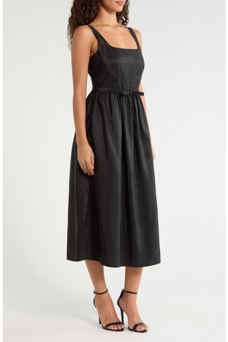 Alani Clio Pleat Midi Dress, Alternate, color, BLACK