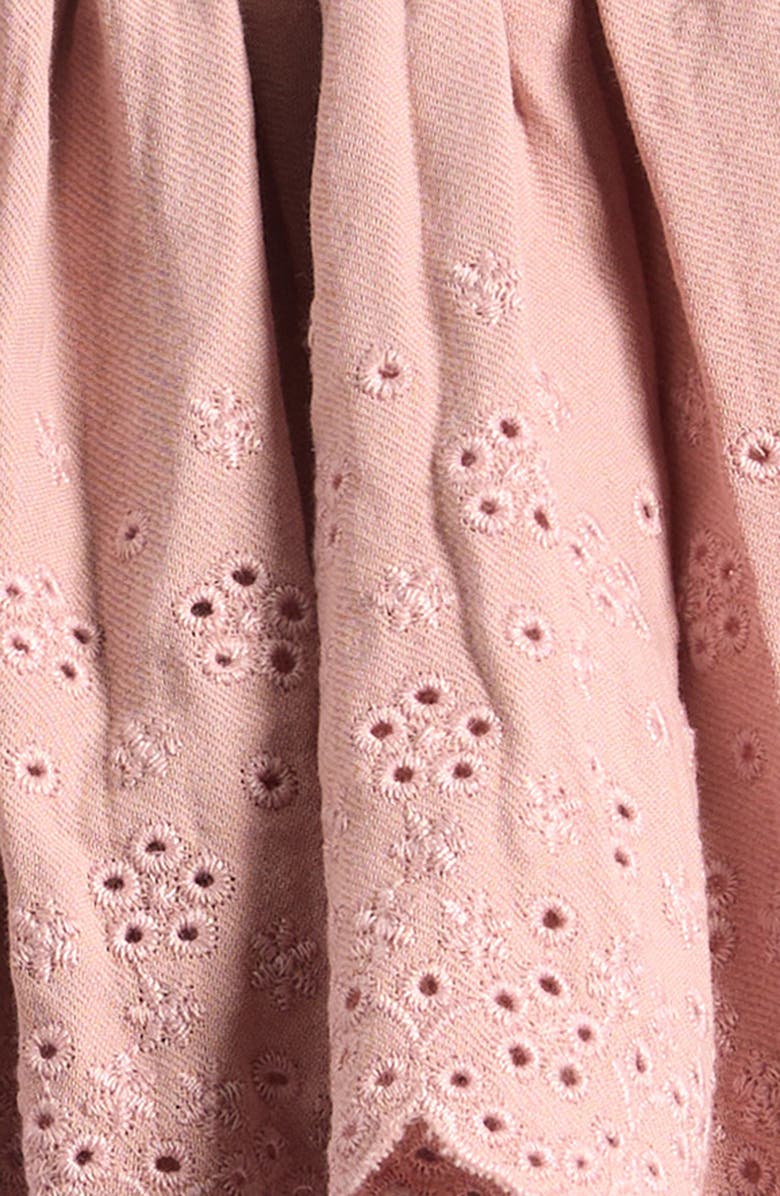 QUINCY MAE Embroidered Eyelet Organic Cotton Trapeze Top & Bloomers, Alternate, color, Mauve