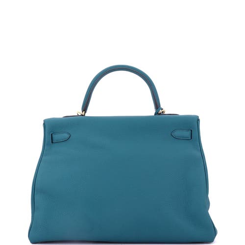 Pre-owned Hermes Hermes Kelly Handbag Blue Togo With Gold Hardware 35 In Blue