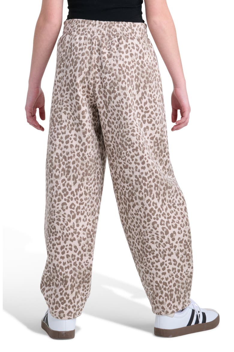 Kids' Animal Print Barrel Leg Fleece Pants, Alternate, color, MEDIUM BEIGE