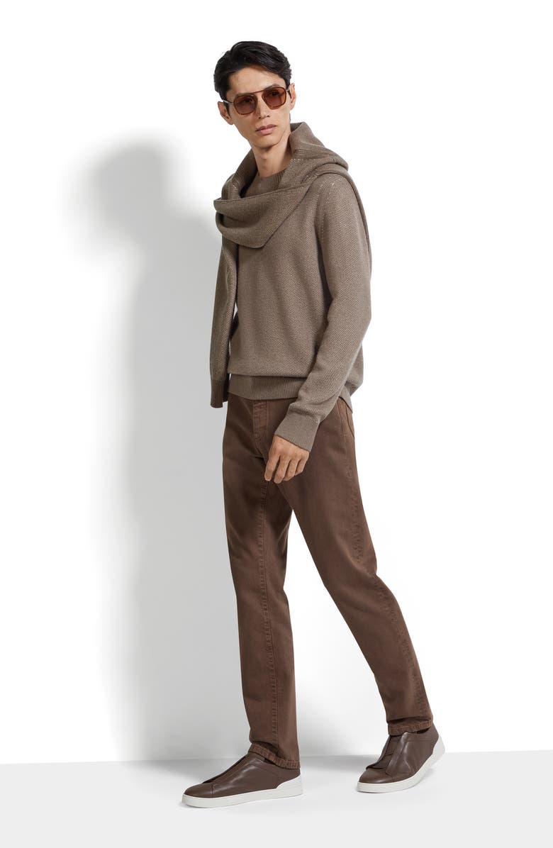 ZEGNA Oasi Seed Stitch Cashmere Sweater, Alternate, color, Brown