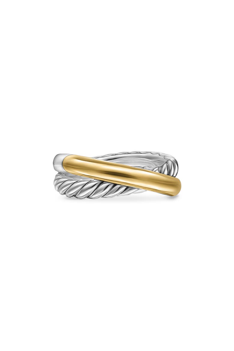 Crossover Two-Row Ring in Sterling Silver with 14K Yellow Gold, 7.5mm, Alternate, color, STERLING SILVER/ 14K GOLD - 6