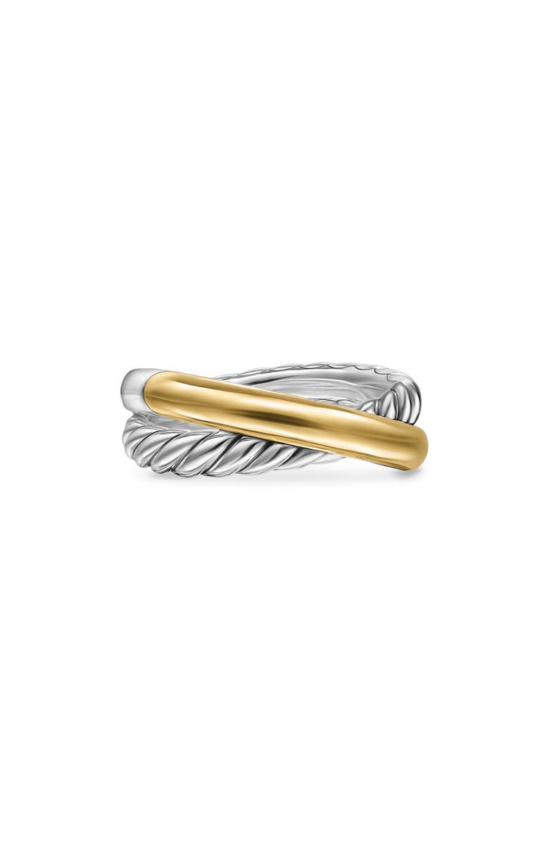 David Yurman Crossover Two-Row Ring in Sterling Silver with 14K Yellow Gold, 7.5mm, Alternate, color, Sterling Silver/ 14K Gold - 6