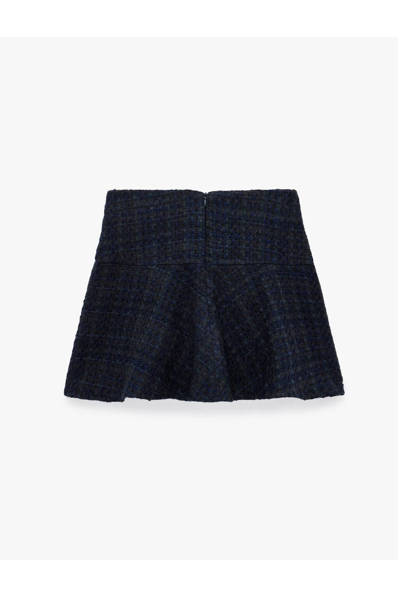 Plaid Tweed Flared Mini Skirt, Alternate, color, NAVY