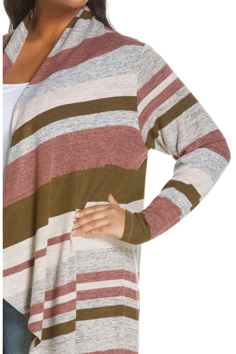 Drape Front Cardigan, Alternate, color, OLIVE COMBO