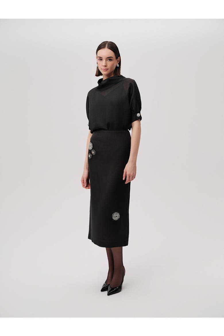 Susan Button Skirt, Alternate, color, BLACK