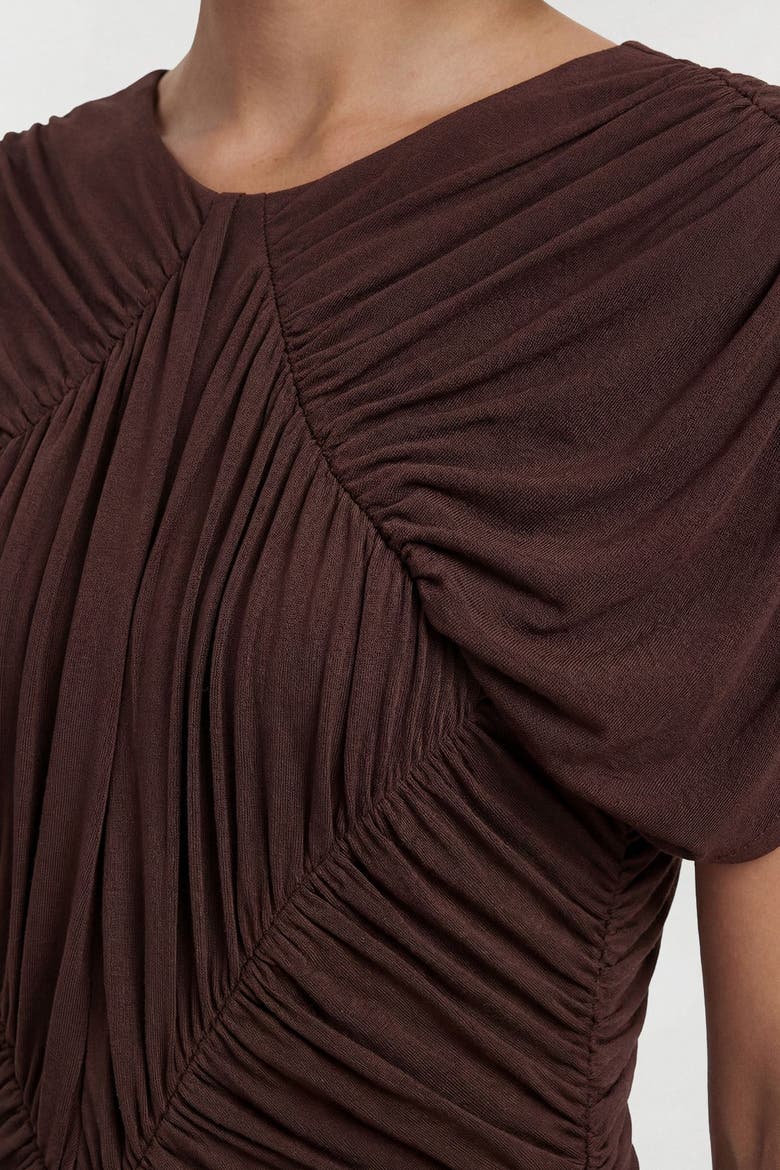 Ruched Jersey Maxi Dress, Alternate, color, Chocolate