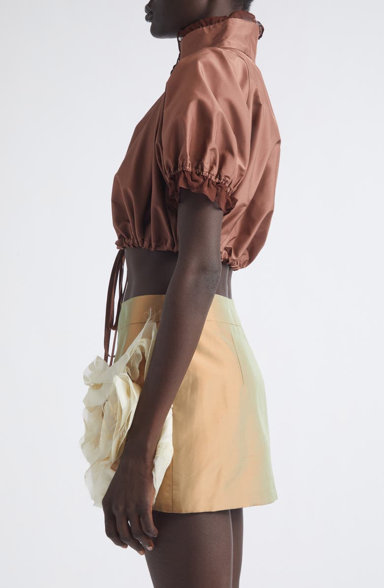 KIM SHUI Luana Crop Silk Taffeta Puff Top, Alternate, color, 