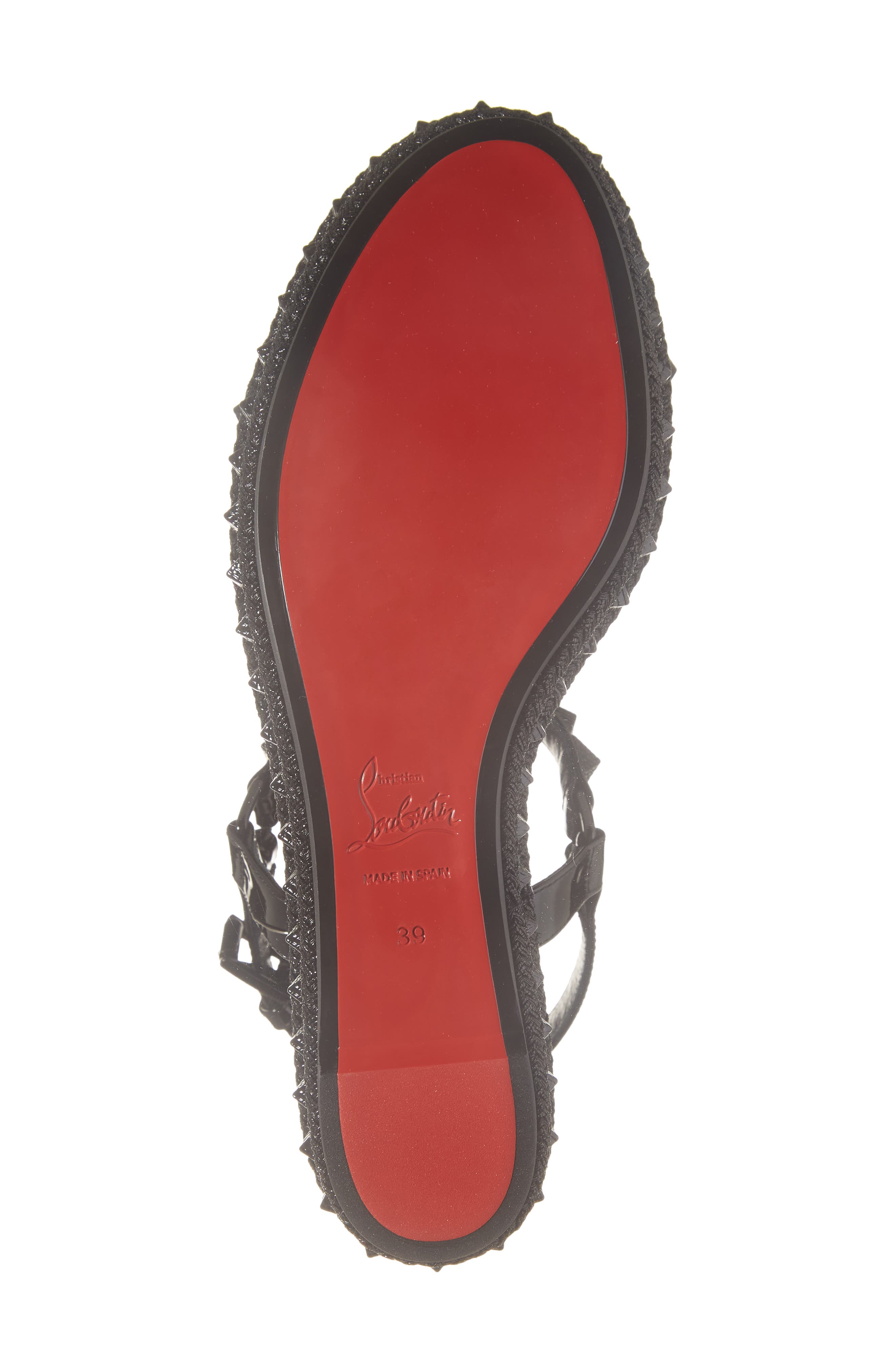 Christian Louboutin Pyraclou Glitter Espadrille Wedge Sandal, Alternate, color, 