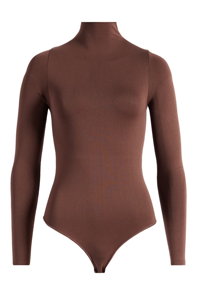Essential Bodysuits Mock Neck Long Sleeve Bodysuit, Alternate, color, COCOA