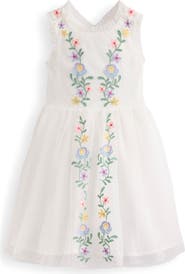 Mini Boden Kids' Embroidered Cross Back Tulle Dress
