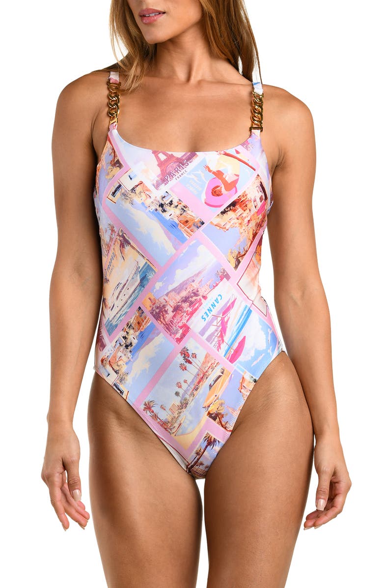 L'AGENCE Remi Print One-Piece Swimsuit, Main, color, 