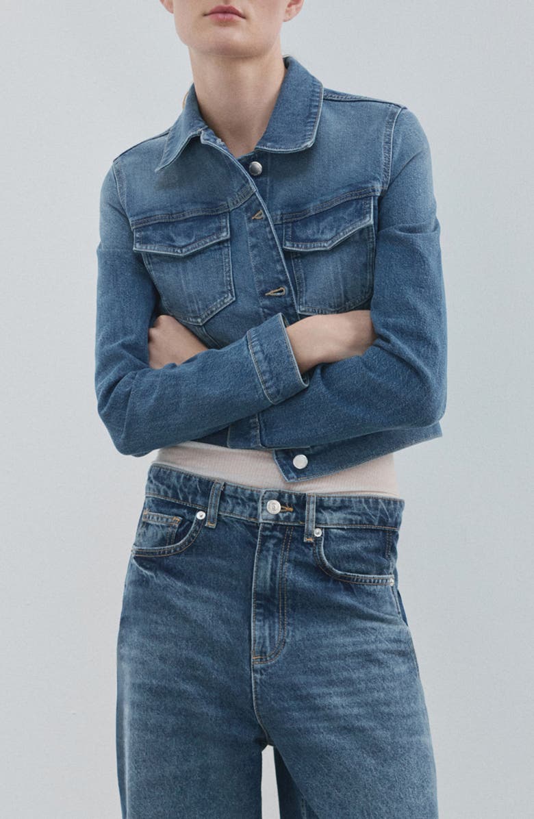 MANGO Crop Jean Jacket, Alternate, color, 