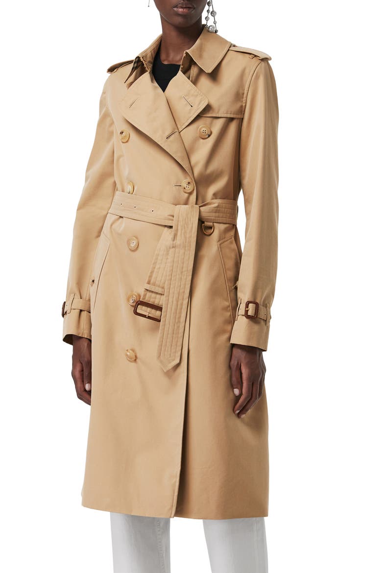 Kensington Long Trench Coat, Alternate, color, DARK HONEY