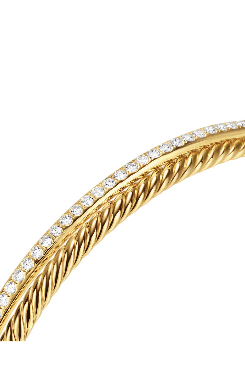 David Yurman Crossover Two-Row Bracelet in 18K Yellow Gold with Diamonds, 6mm, Alternate, color, 18K Gold