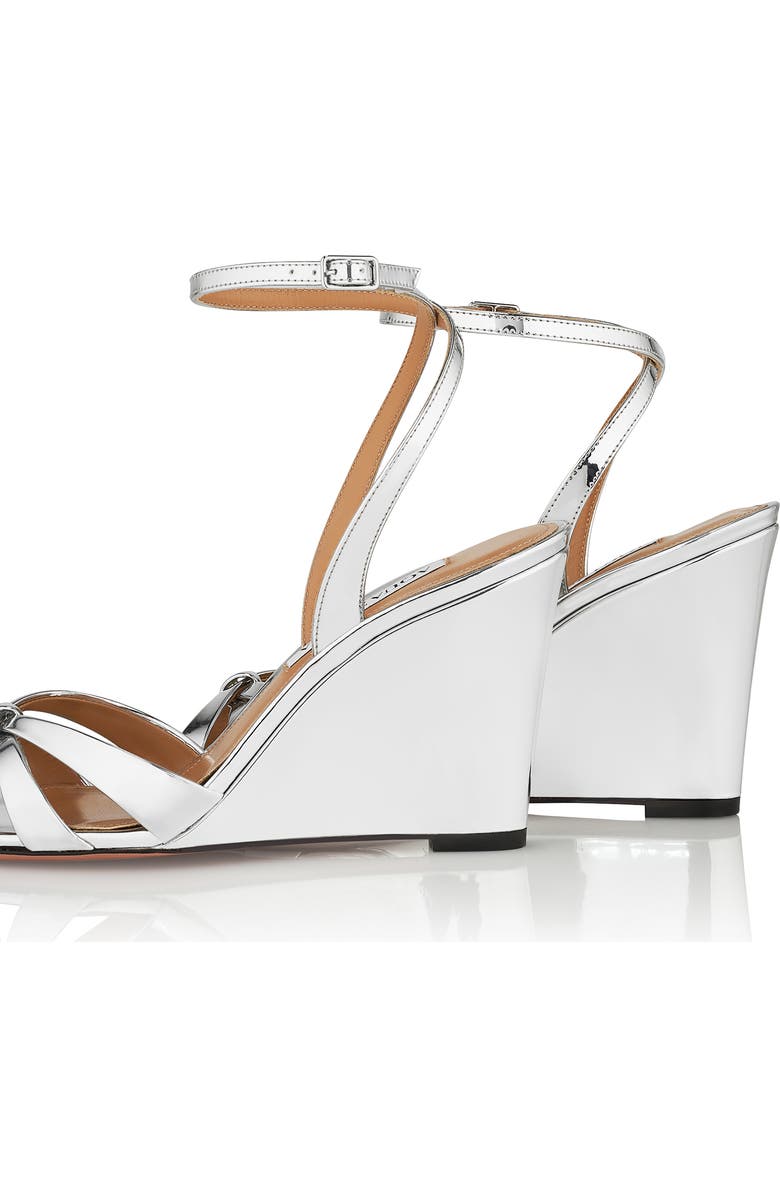 Aquazzura Tati Metallic Wedge Sandal, Alternate, color, Silver