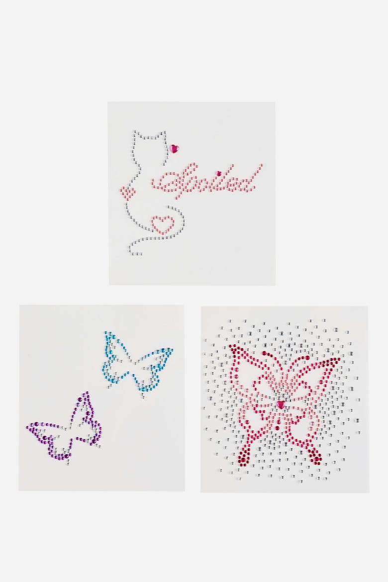 Butterfly Girl Rhinestone Tattoo Set, Alternate, color, Pink