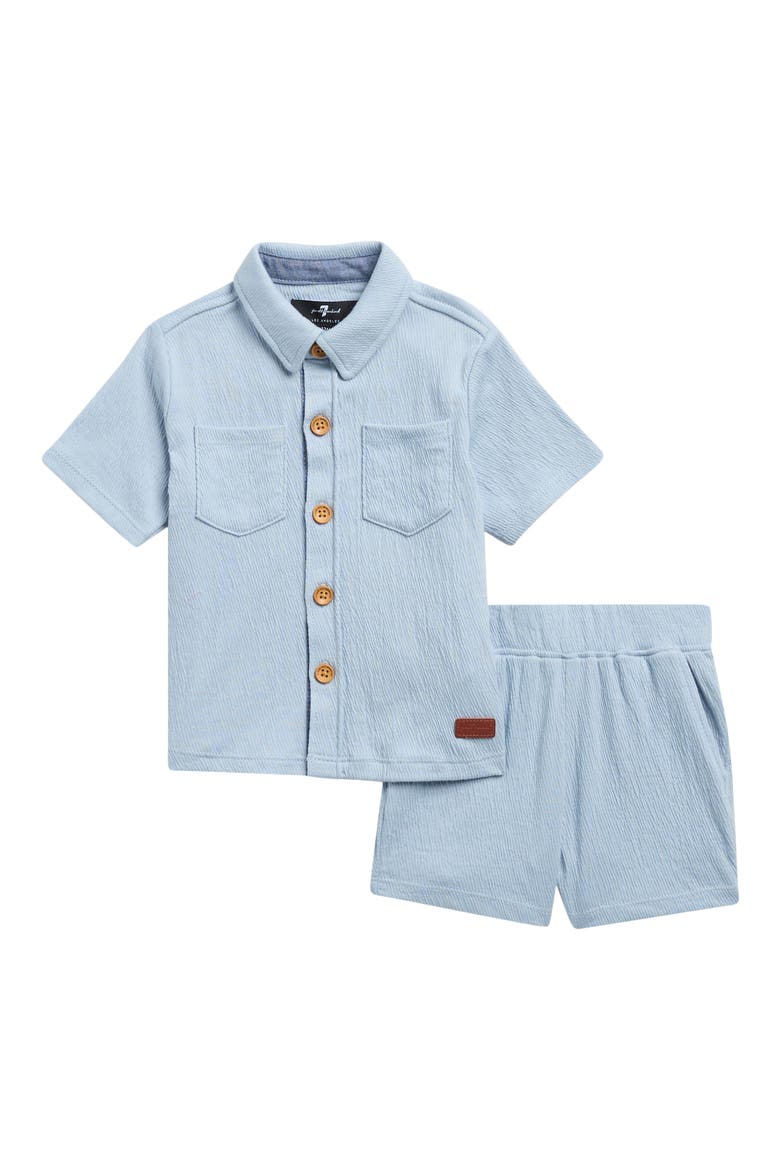 Co-Ord Button-Up Shirt & Shorts Set, Main, color, LIGHT BLUE