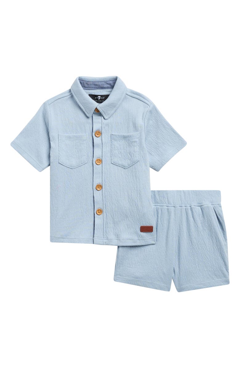 7 For All Mankind Kids' Top & Shorts Set, Main, color, Light Blue