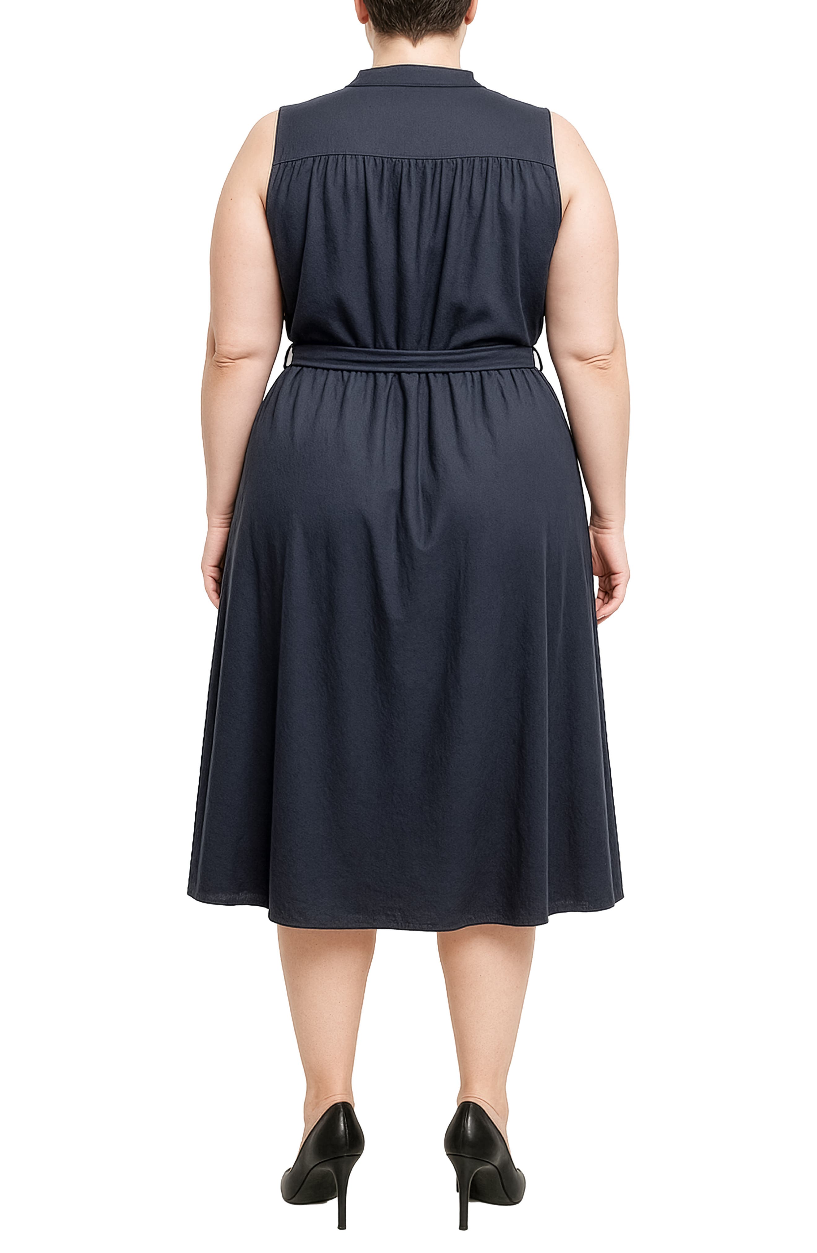Belted Sleeveless Cotton Shirtdress - image 4