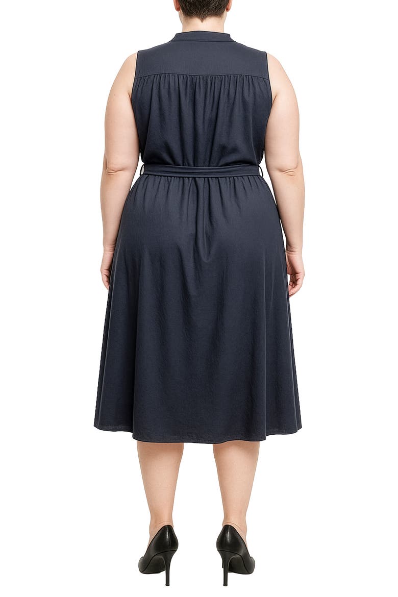 Belted Sleeveless Cotton Shirtdress, Alternate, color, NAVY