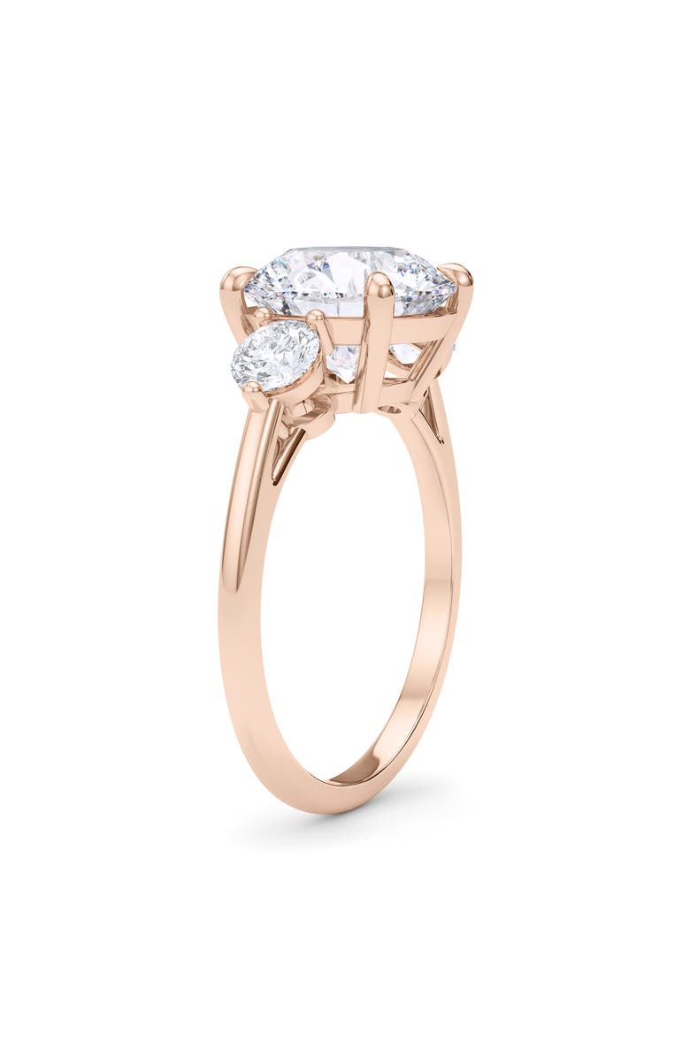 HauteCarat Three Stone Round Cut Lab Created Diamond Ring, Alternate, color, 2.00Ctw 18K Rose Gold