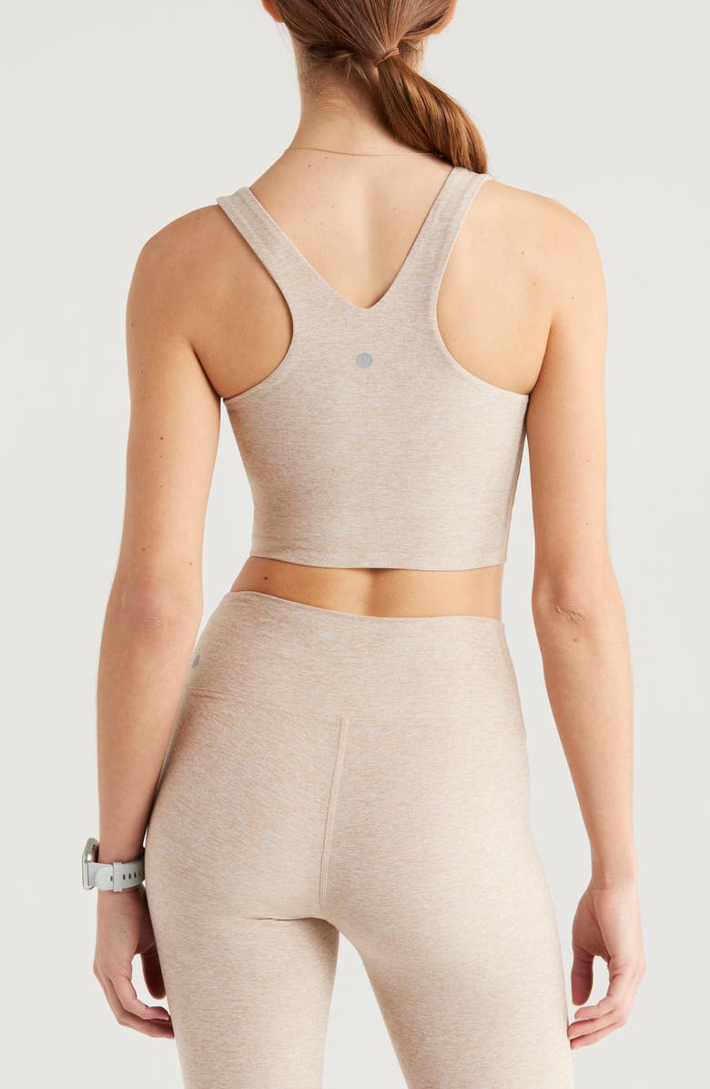 Zella Renew Mélange Support Crop Tank, Alternate, color, Tan Thread Melange