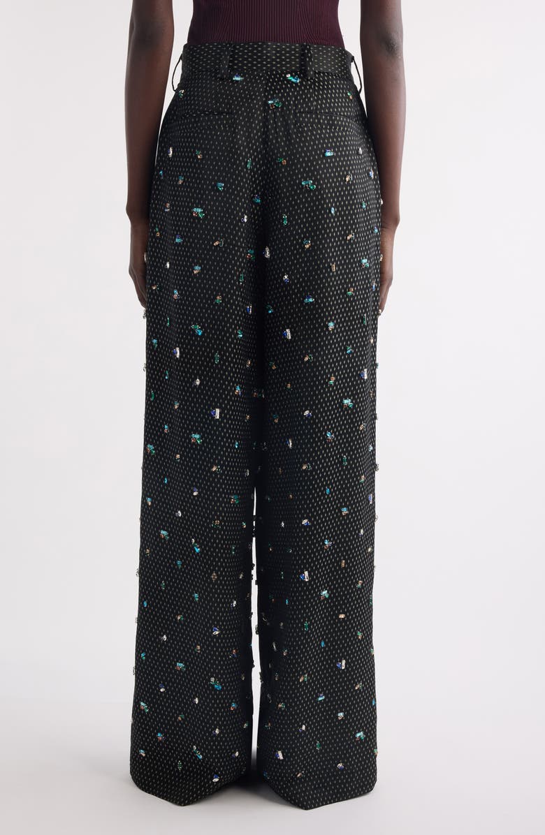 Dries Van Noten Penn Crystal Embellished Wide Leg Pants, Alternate, color, Black