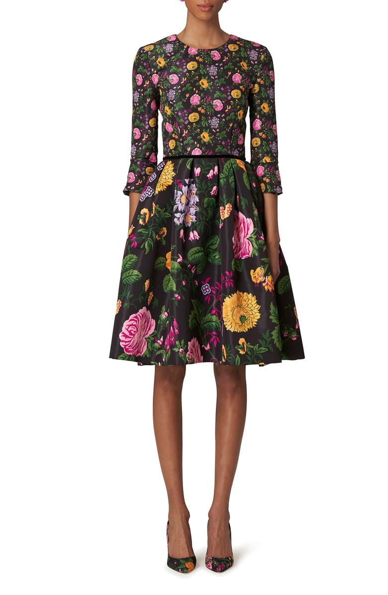 Carolina Herrera Mixed Floral Dress, Main, color, 